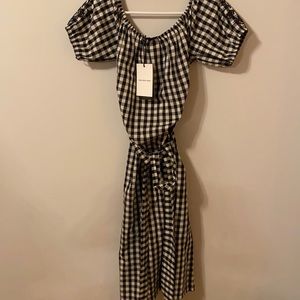 Black and white checkered midi dress M